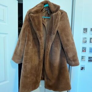 Chocolate Faux Fur Midi Coat (XL)